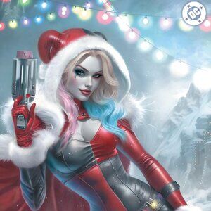 Christmas Harley Quinn vinyl coated canvas Fabric Poster
